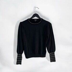 Minnie Rose Black Sweater with Silver Accents